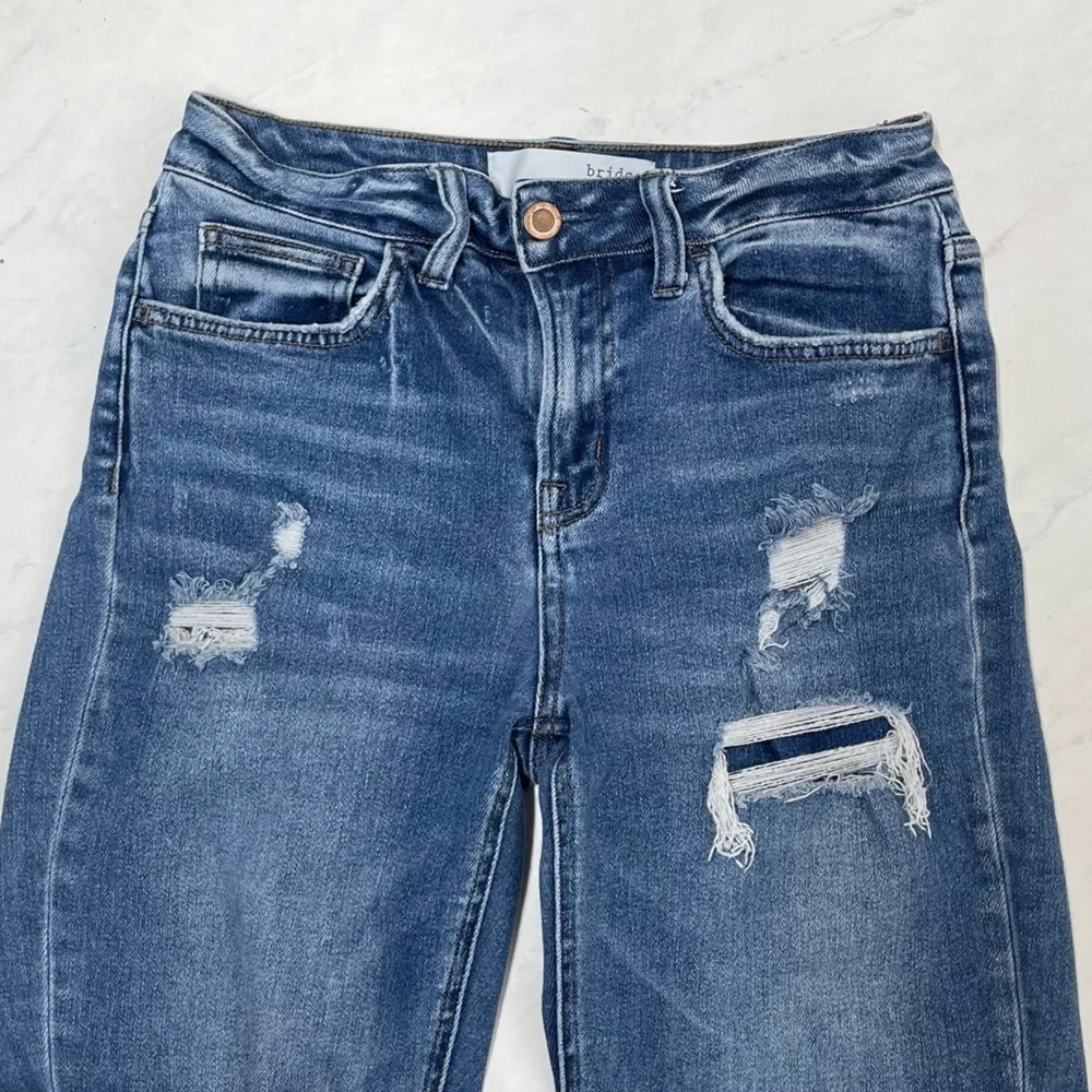 Bridge By Gly High Rise Ankle Straight Leg Distressed Jeans Size 25